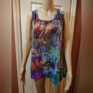 Collections Ect Women's size large colorful paisley sleeveless blouse shirt top